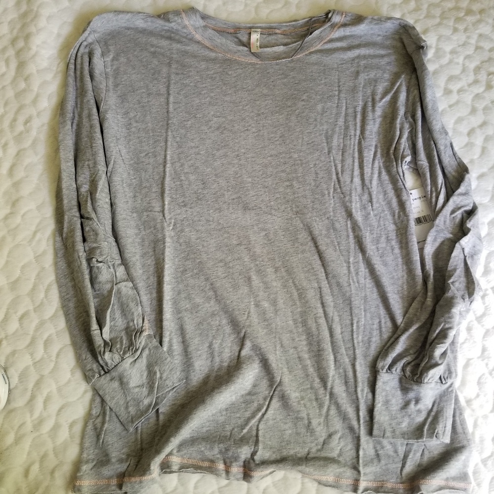 HP NEW Free People grey long sleeved shirt tee top - Picture 6 of 8